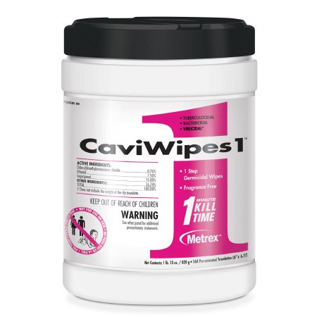 Wipes Surface Disinfectant Cloth Towelettes CaviWipes1™ Premoistened Alcohol Based Wipe 160 Count Canister Disposable Alcohol Scent NonSterile (160/CN 12CN/CS) by Metrex Research Corporation  ID 13-5100